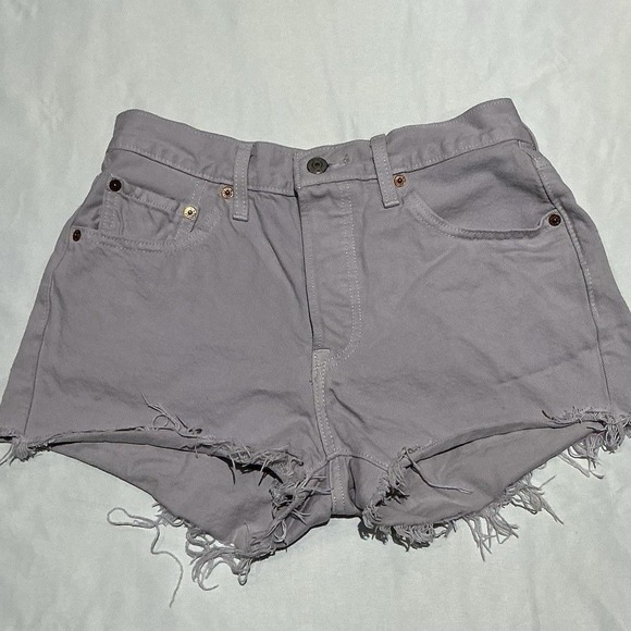 Levi's Pants - Levis 501 Shorts Womens 27 Purple Lavender High Rise Button Fly Raw Hem Denim